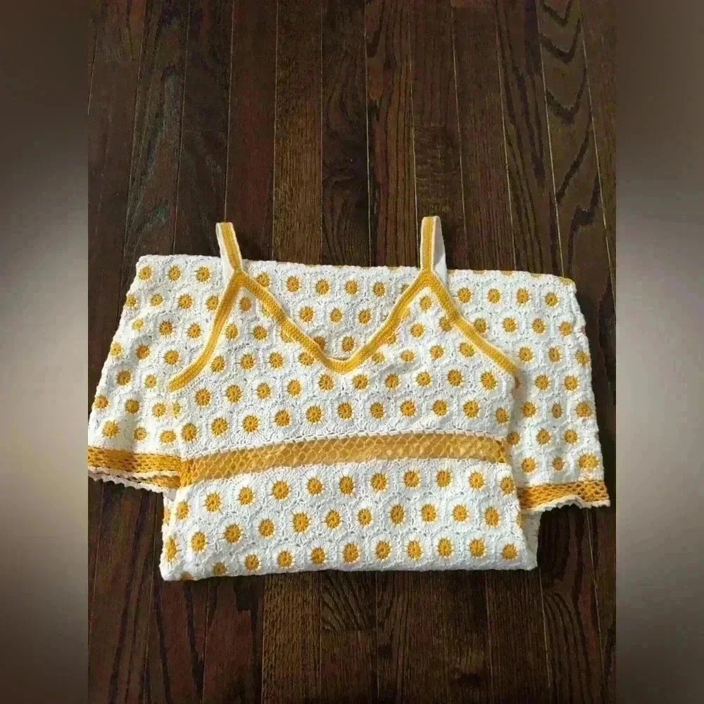 Tory Burch Women’s XS Yellow/White Daisy Crocheted Cotton Midi Dress - EUC! - Picture 9 of 12